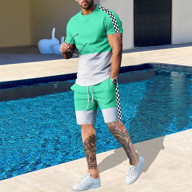 Embellish Knit - طقم رجالي من قطعتين بنمط ملون،