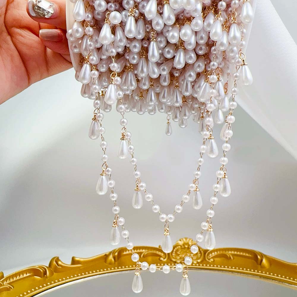 Pearl Trim Chain - 0.5 متر 1 متر تقليد اللؤلؤ