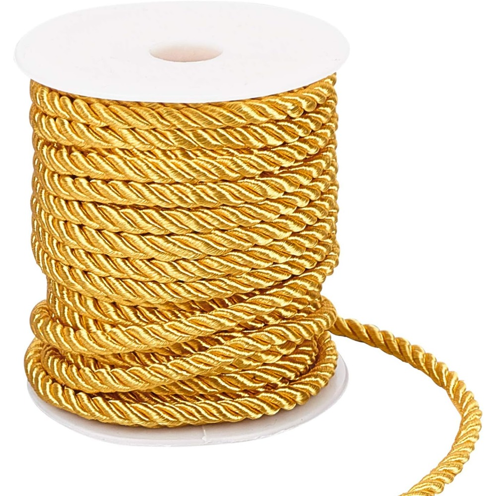 Cord Trim Twisted - 59 قدم الذهب الحبل 5 مللي