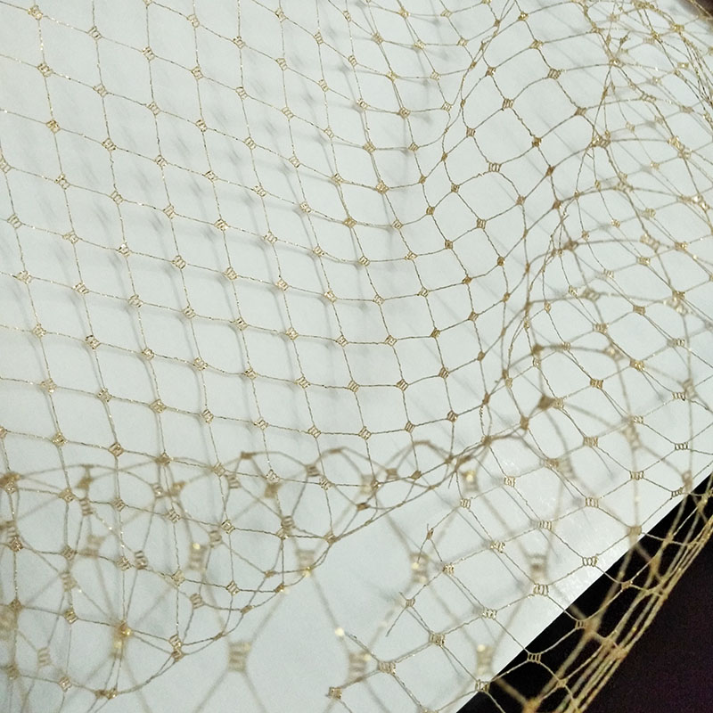 Crystal Mesh Fabric - قماش شبكة ذهبي ماسي شفاف لحجاب