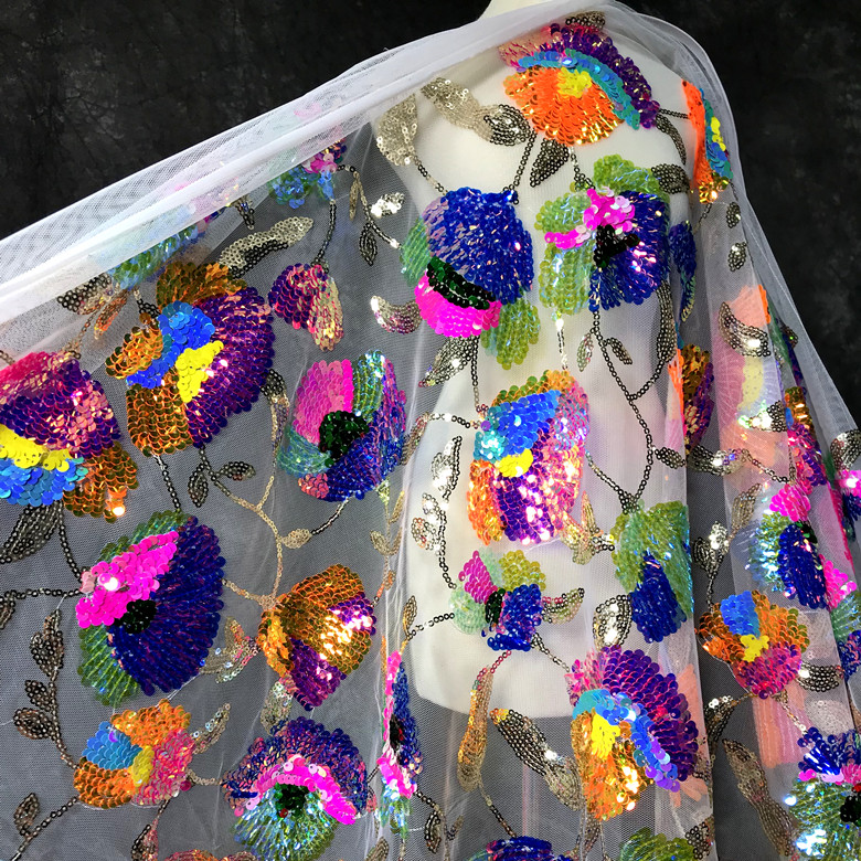 ملون كريستال الترتر زهرة لامعة - مراجعة Crystal Mesh Fabric وسعره