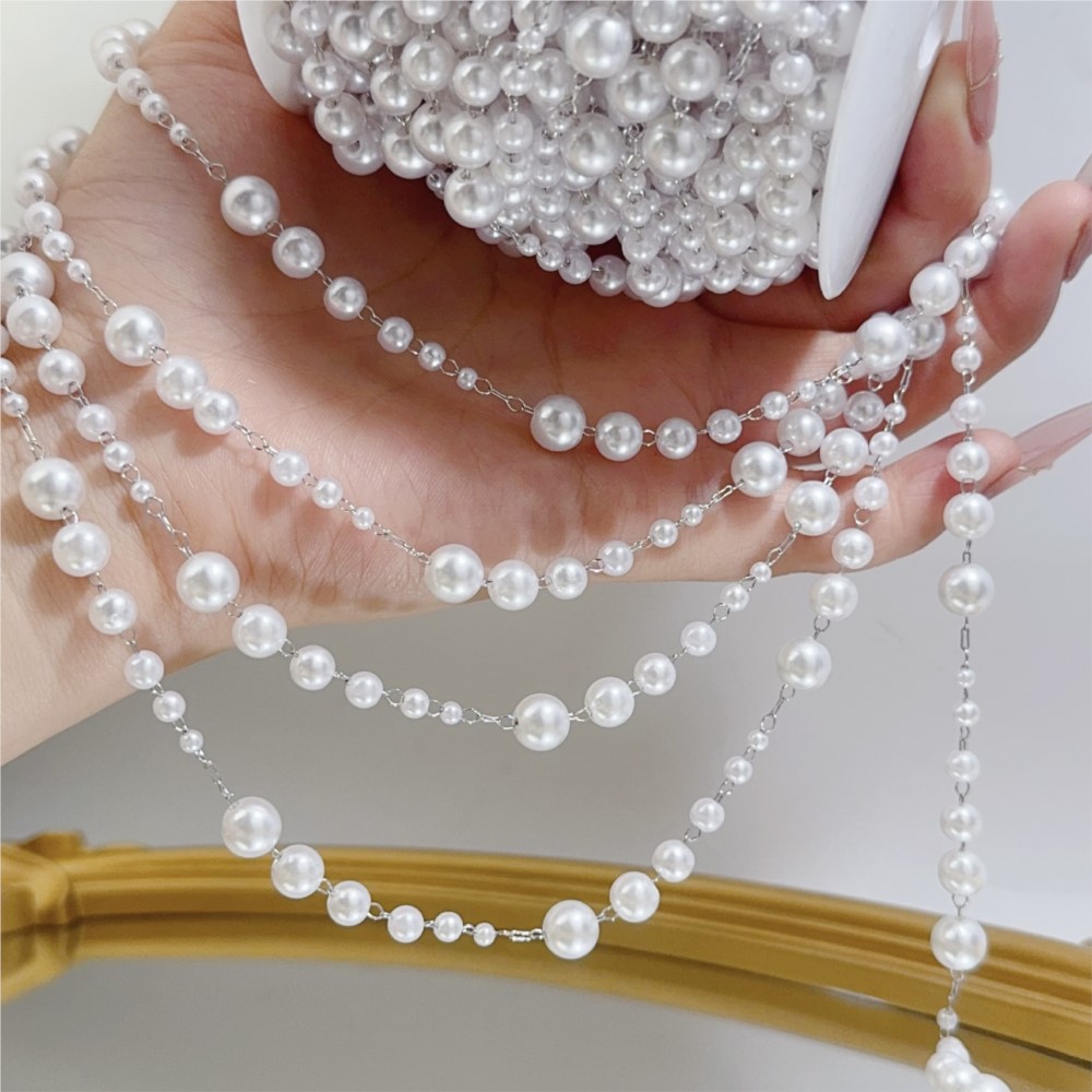 1 متر 3-8 مللي متر فو اللؤلؤ ا - مراجعة Pearl Trim Chain وسعره