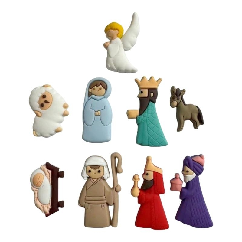 G6KF 9pcs/مجموعة مشهد المهد بق - مراجعة Christmas Craft Embellishment وسعره