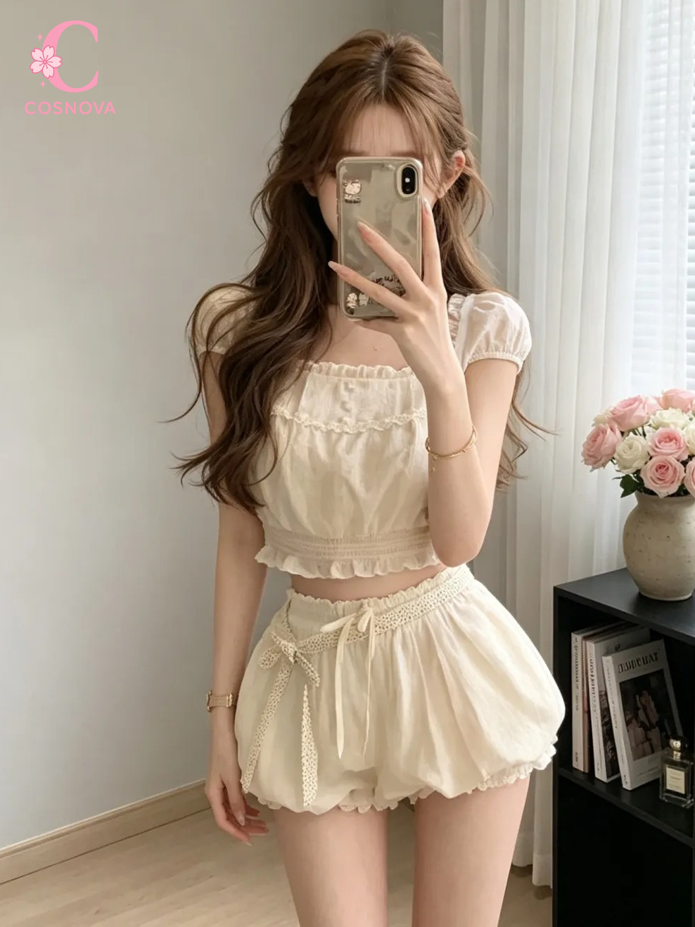 طقم صيفي من قطعتين للنساء بتصم - مراجعة Elastic Lace Trim وسعره