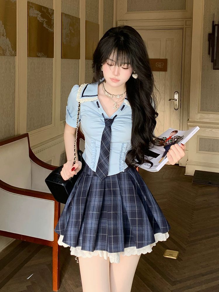 طقم صيفي جديد من قطعتين للنساء - مراجعة Elastic Lace Trim وسعره