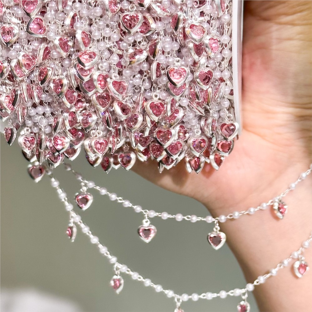 سلسلة نحاسية بقلوب كريستالية و - مراجعة Pearl Trim Chain وسعره