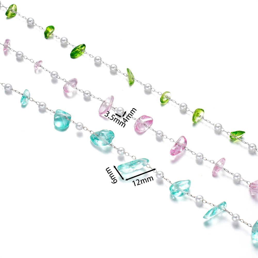 1Meter Crystal Glass Stone And - مراجعة Pearl Trim Chain وسعره